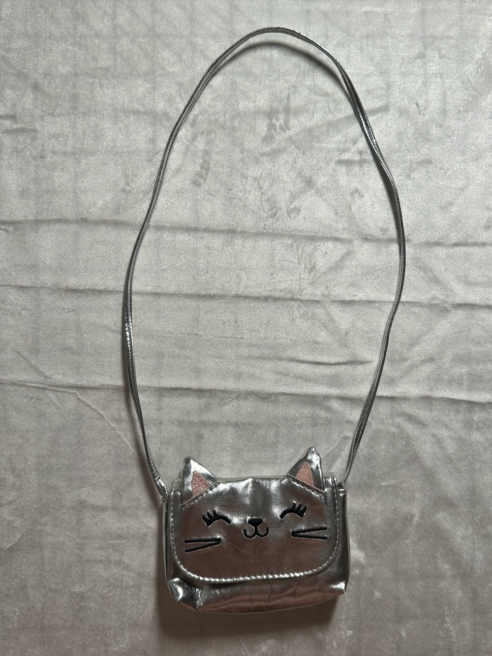 Claire's club Silver Cat Face Mini Crossbody coin purse